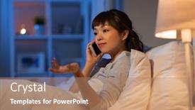  Presentation with communication - Slides having technology-communication-and-people-concept background and a coral colored foreground