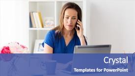  Presentation with home office - Audience pleasing theme consisting of technology communication and people concept backdrop and a ocean colored foreground