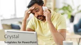  Presentation with remote working - Colorful presentation design enhanced with technology-communication-and-remote-job backdrop and a soft green colored foreground