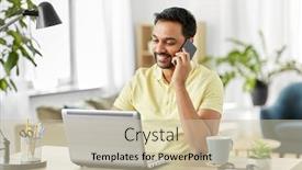  Presentation with remote working - PPT theme having technology-communication-and-remote-job background and a soft green colored foreground