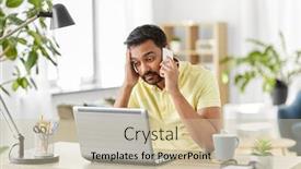  Presentation with remote working - Slides consisting of technology-communication-and-remote-job background and a soft green colored foreground