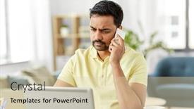  Presentation with remote working - Presentation theme featuring technology-communication-and-remote-job background and a soft green colored foreground