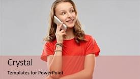  Presentation with red grey - Audience pleasing PPT theme consisting of technology communication and people concept backdrop and a coral colored foreground