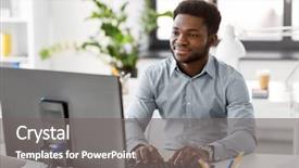  Presentation with computer network - PPT theme enhanced with technology concept - african american background and a gray colored foreground