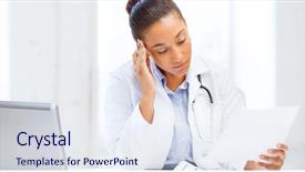  Presentation with medical technology healthcare - PPT theme featuring technology concept - african female doctor background and a sky blue colored foreground