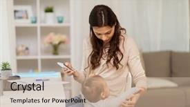  Presentation with working mother - Amazing presentation design having technology concept - baby boy disturbing backdrop and a coral colored foreground