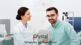  Presentation with technology health - Colorful slide deck enhanced with technology concept - female optic backdrop and a light blue colored foreground