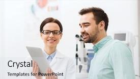  Presentation with health technology - Beautiful PPT theme featuring technology concept - female optic backdrop and a light gray colored foreground