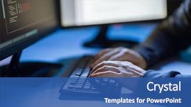  Presentation with computer attack - Colorful slide deck enhanced with technology concept - hands of hacker backdrop and a ocean colored foreground