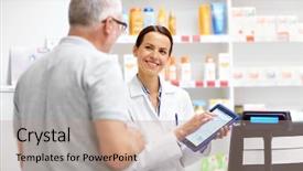  Presentation with digital healthcare - Slide set with technology concept - happy apothecary background and a coral colored foreground