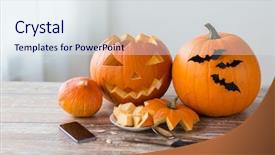  Presentation with holidays - Cool new presentation with technology concept - jack-o-lantern backdrop and a sky blue colored foreground