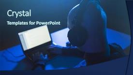  Presentation with computer hacking - PPT theme consisting of technology concept - male hacker background and a ocean colored foreground