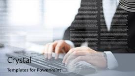  Presentation with technology education - Presentation theme having technology concept - man hands typing background and a light blue colored foreground