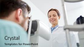 Presentation with health-care - Beautiful theme featuring technology concept - optometrist with non backdrop and a light blue colored foreground