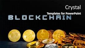  Presentation with blockchain technology - Slides enhanced with technology concept blockchain english alphabet arrangement background and a black colored foreground