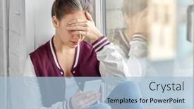  Presentation with teenage girl - Colorful PPT theme enhanced with technology-cyberbullying-and-people-concept backdrop and a light blue colored foreground