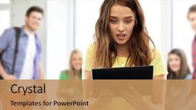  Presentation with technology education - PPT theme with technology cyberbullying and education concept background and a coral colored foreground