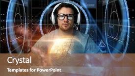  Presentation with virtual keyboard - Cool new presentation with technology cyberspace programming and people backdrop and a coral colored foreground