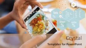  Presentation with nutritional value - Audience pleasing slide set consisting of technology-eating-and-people-concept backdrop and a coral colored foreground