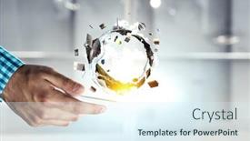  Presentation with ecology - Presentation design featuring technology-ecology-concept-mixed-media background and a sky blue colored foreground