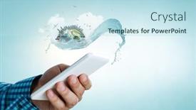  Presentation with ecology - Presentation theme with technology-ecology-concept-mixed-media background and a sky blue colored foreground