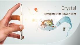  Presentation with ecology - PPT theme having technology-ecology-concept-mixed-media background and a cream colored foreground