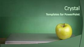  Presentation with green apple - PPT theme consisting of children hand bone broken background and a ocean colored foreground