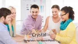  Presentation with interior design office - Cool new presentation design with technology education interior design and office concept - smiling interior designers with color samples blueprint and tablet pc in office backdrop and a lemonade colored foreground