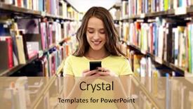  Presentation with education technology - Colorful slide deck enhanced with technology education and people concept backdrop and a coral colored foreground