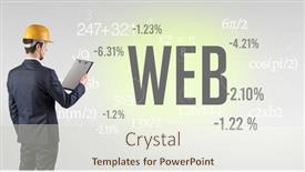  Presentation with web technology - Slide set with technology-engineer-in-hard-hat background and a sky blue colored foreground