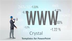  Presentation with www - Theme consisting of technology-engineer-in-hard-hat background and a sky blue colored foreground