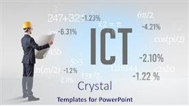  Presentation with hat - Amazing slide set having technology-engineer-in-hard-hat backdrop and a sky blue colored foreground