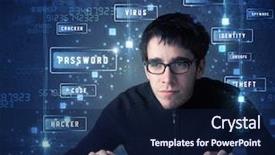  Presentation with programing - PPT theme with technology enviroment with cyber background and a navy blue colored foreground