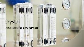  Presentation with technology plant - Theme consisting of technology equipment facility for water background and a light gray colored foreground