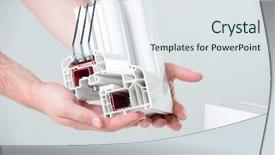  Presentation with hold hand - Slides with technology frame - pvc profile windows with triple background and a sky blue colored foreground