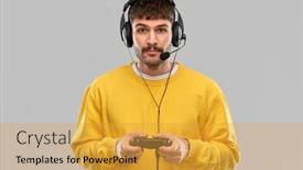  Presentation with iot agriculture technology concept man - Presentation theme with technology-gaming-and-people-concept background and a gold colored foreground