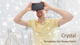  Presentation with augmented-reality - Beautiful presentation design featuring technology-gaming-augmented-reality-entertainment backdrop and a  colored foreground