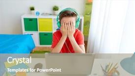  Presentation with lost people - Colorful slide deck enhanced with technology gaming cyberbullying and people backdrop and a mint green colored foreground