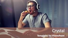  Presentation with pizza technology - Cool new presentation theme with technology gaming entertainment let's backdrop and a violet colored foreground