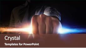  Presentation with string light - Beautiful slides featuring technology hand - man catch stream of light backdrop and a  colored foreground