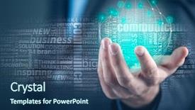  Presentation with abstract business - Audience pleasing PPT theme consisting of technology hand ball - business man holding abstract earth backdrop and a ocean colored foreground