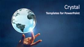  Presentation with mass media business technology internet - Slides featuring technology hand ball - media technologies for the world background and a  colored foreground