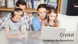 Presentation with technology and children - Theme consisting of domestic technology - children using technologies with parents background and a light gray colored foreground