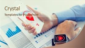  Presentation with technology health - Colorful presentation design enhanced with technology health care and people backdrop and a sky blue colored foreground