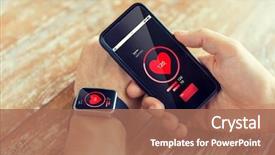  Presentation with heart pulse - Colorful PPT theme enhanced with technology health care application backdrop and a coral colored foreground