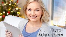  Presentation with happy holidays - Slide set consisting of technology-holidays-and-people-concept background and a light blue colored foreground