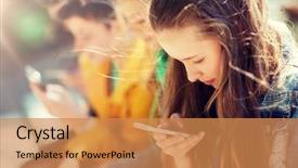  Presentation with internet addiction - Cool new slide deck with technology internet addiction and people backdrop and a coral colored foreground