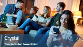  Presentation with internet addiction - Audience pleasing theme consisting of technology internet addiction and people backdrop and a ocean colored foreground