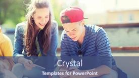  Presentation with smartphones - Cool new PPT layouts with technology internet and people concept - happy teenage friends with smartphones outdoors backdrop and a ocean colored foreground