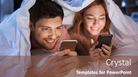  Presentation with smartphones - Theme with technology-internet-and-people-concept background and a tawny brown colored foreground